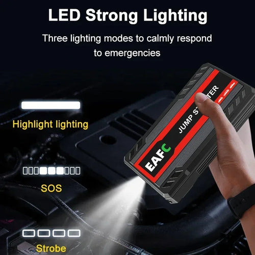 Portable Car Jump Starter & Power Bank – 600A 12V Battery Booster with LED Light
